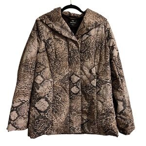 Dennis By Dennis Basso Snake Print Quilted Puffer Jacket Size Small